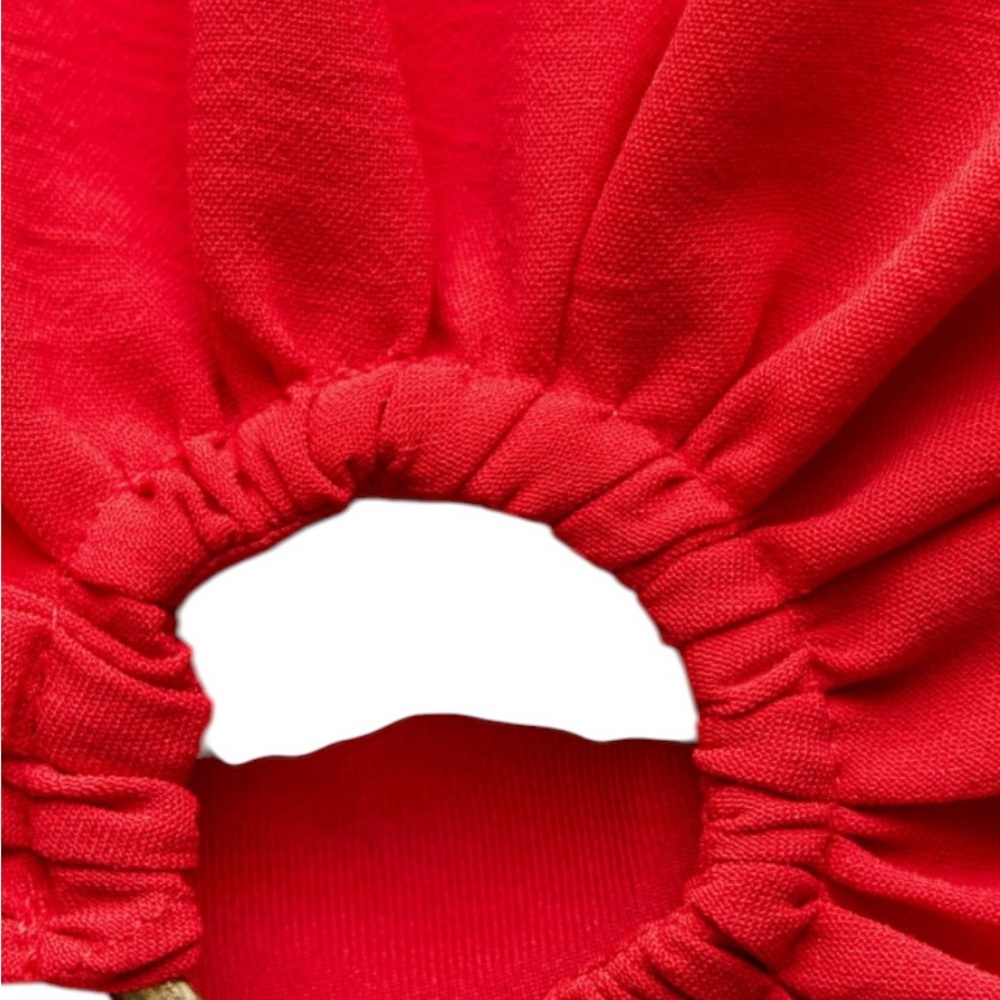 Zara Red Cut Out Midi Dress Medium Ring Detail Sleeveless Wedding Guest Cocktail - Picture 5 of 8